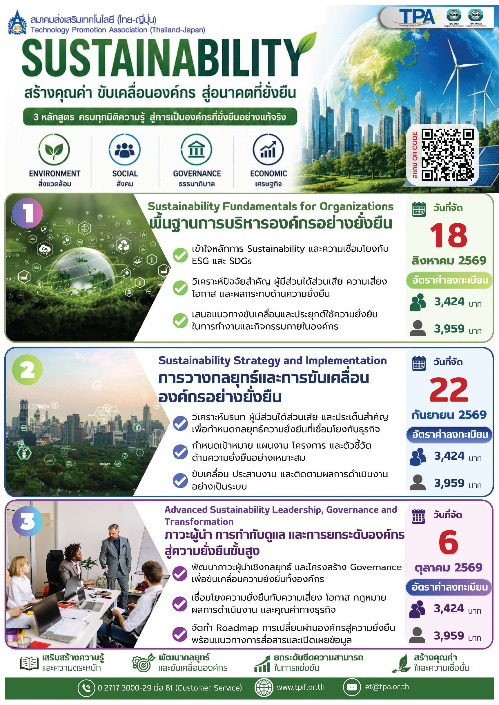 หลักสูตร Sustainability สร้างองค์กรยั่งยืน | ESG, SDGs และกลยุทธ์ความยั่งยืนสำหรับองค์กร 2569